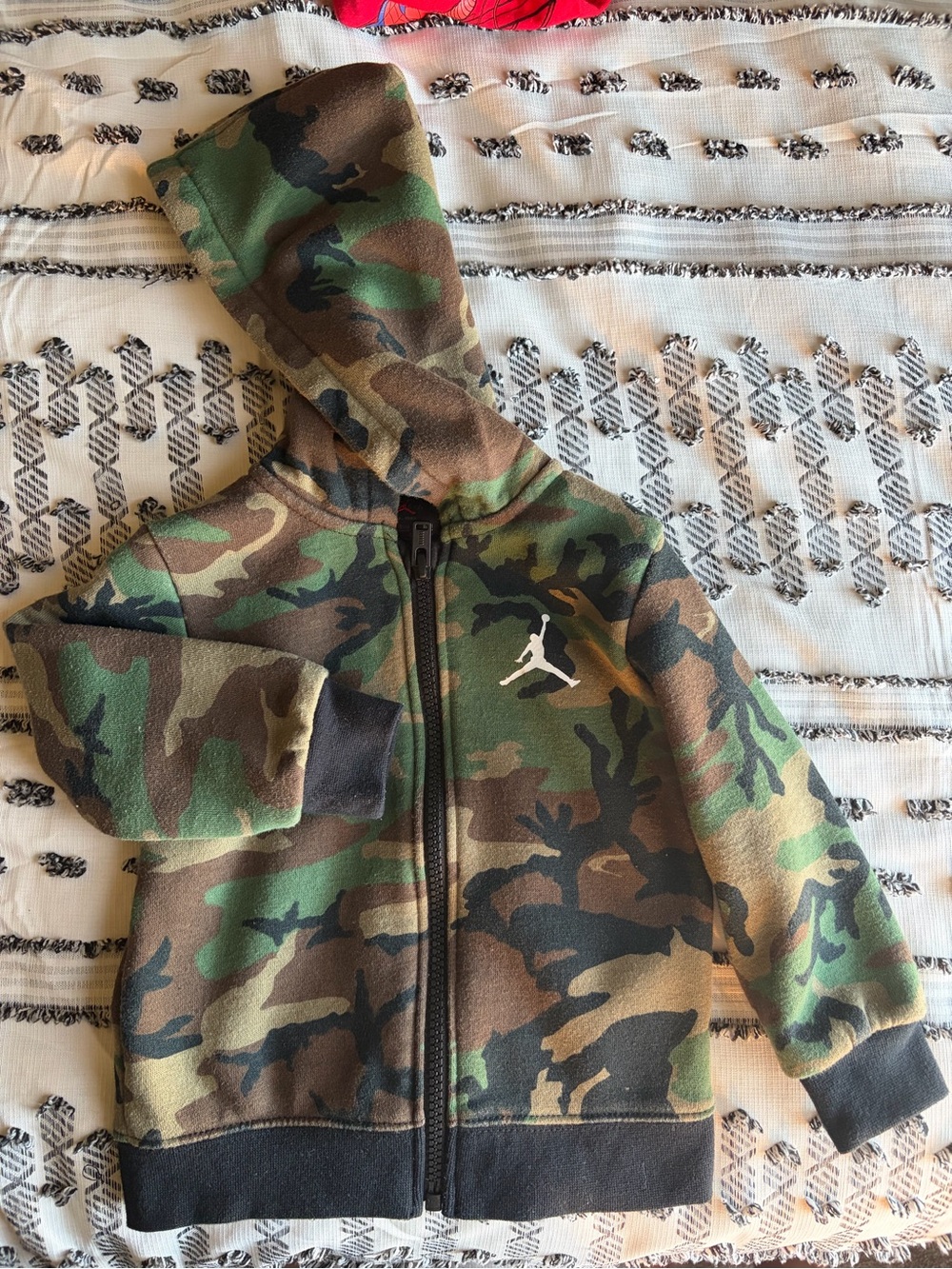Toddler Jordan Camo Zip Hoodie - Green, Brown, Black